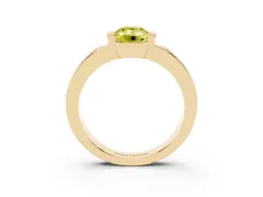Fancy Yellow Emerald Cut Diamond Channel-Set Band Ring Set in Yellow gold with Bezel Prong Setting
