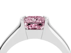 Fancy Pink Princess Cut Diamond Bezel Solitaire Ring Set in Platinum with Wide Band