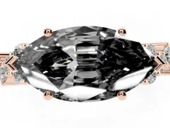 Fancy Black Marquise Cut Diamond Ring Set in Rose gold with Scattered Round Accents
