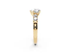 Heart Cut Diamond Five-Stone Prong Set Engagement Ring Set in Yellow gold with Channel Band