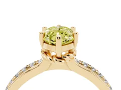 Fancy Yellow Marquise Cut Diamond Solitaire Ring Set in Yellow gold with Channel Set Band and Prong Setting