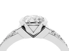 Radiant Cut Diamond Wide Channel Set Band Ring Set in White gold with Bezel Setting