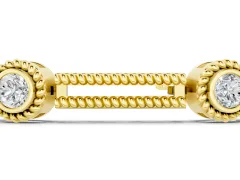 Round Diamond Bezel-Set Rope Chain Bracelet Set in Yellow gold