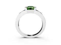 Fancy Green Emerald Cut Diamond Channel-Set Band Ring Set in White gold with Bezel Prong Setting