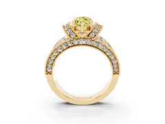 Fancy Yellow Marquise Cut Diamond Milgrain Halo Pavé Engagement Ring Set in Yellow gold with Prong Setting