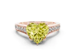 Fancy Yellow Heart Cut Diamond Solitaire Pavé Engagement Ring Set in Rose gold with Prong Setting