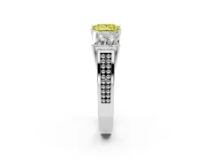 Fancy Yellow Princess Cut Diamond Three-Stone Ring Set in Silver with Textured Band