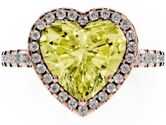 Fancy Yellow Heart Cut Diamond Halo Ring Set in Rose gold with Pavé Shoulders and Halo-Framed Center