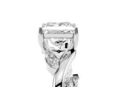 Princess Cut Diamond Solitaire Ring Set in Platinum with Twisted Marquise Accent Band