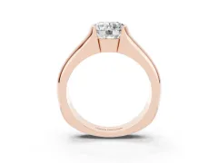 Round Cut Diamond Bezel Solitaire Ring Set in Rose gold with Wide Band