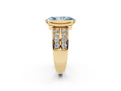 Fancy Blue Marquise Cut Diamond Wide Channel Set Band Ring Set in Yellow gold with Bezel Setting