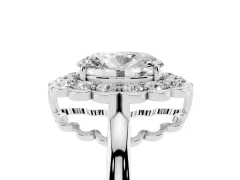 Oval Cut Diamond Halo Cluster Engagement Ring Set in White gold with Solitaire Band and Prong Setting