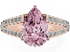 Fancy Pink Pear Cut Diamond Split Shank Pavé Engagement Ring Set in Rose gold with Prong-Held Center Stone