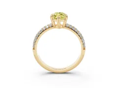 Fancy Yellow Marquise Cut Diamond Solitaire Ring Set in Yellow gold with Multi-Row Round Pavé Band and Prong Setting