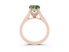 Fancy Green Heart Cut Diamond Solitaire Pavé Engagement Ring Set in Rose gold with Prong Setting