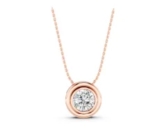 Round Diamond Pendant Set in Rose gold with Protective Bezel