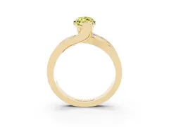 Fancy Yellow Marquise Cut Diamond Solitaire Ring Set in Yellow gold with Channel Set Split Shank and Tension Prongs
