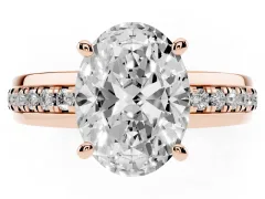 Oval Cut Diamond Solitaire Ring Set in Rose gold with Channel Set Band and Prong Setting