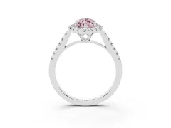 Fancy Pink Marquise Cut Diamond Pavé Halo Engagement Ring Set in Silver with Pavé Band and Prong Setting