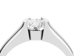 Pear Cut Diamond Bezel Solitaire Ring Set in White gold with Wide Band