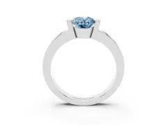 Fancy Blue Oval Cut Diamond Channel-Set Band Ring Set in Silver with Bezel Prong Setting