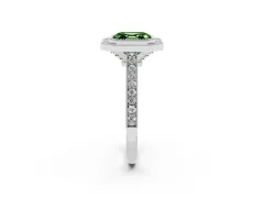 Fancy Green Asscher Cut Diamond Halo Milgrain Pavé Band Ring Set in Platinum with Prong Setting