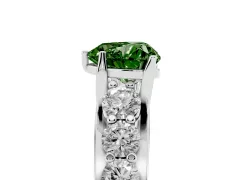Fancy Green Heart Cut Diamond Pavé Engagement Ring Set in White gold with Prong Setting