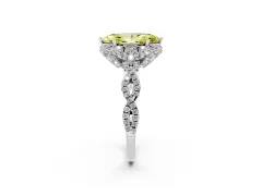 Fancy Yellow Marquise Cut Diamond Halo Twist Band Solitaire Ring Set in Silver with Prong-Set Center Stone