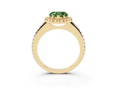 Fancy Green Heart Cut Diamond Pavé Halo Ring Set in Yellow gold with Prong Setting