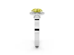 Fancy Yellow Round Cut Diamond Halo Ring Set in Silver with Pavé-Lined Split Shank Band