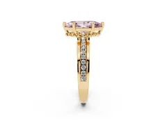 Fancy Pink Marquise Cut Diamond Solitaire Ring Set in Yellow gold with Channel Set Band and Prong Setting
