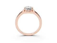 Radiant Cut Diamond Round Cluster Halo Ring Set in Rose gold with Solitaire Band and Prong Setting