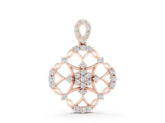 Round Diamond Halo Pendant Set in Rose gold with Pavé Openwork