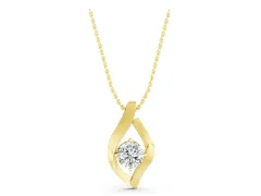 Leaf Pendant Set in Yellow gold with Bezel-Set Round Diamond