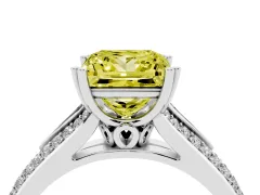 Fancy Yellow Princess Cut Diamond Split Shank Pavé Engagement Ring Set in Silver with Prong-Set Center Stone