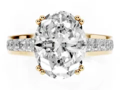 Oval Cut Diamond Channel Set Solitaire Engagement Ring Set in Yellow gold with Prong Setting