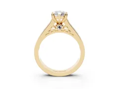 Marquise Cut Diamond Channel Set Solitaire Engagement Ring Set in Yellow gold with Prong Setting