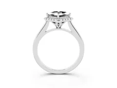 Fancy Black Princess Cut Diamond Halo Engagement Ring Set in Silver with Pavé Band and Rising Shoulders