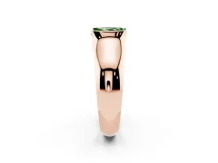 Fancy Green Radiant Cut Diamond Bezel Solitaire Ring Set in Rose gold with Wide Band