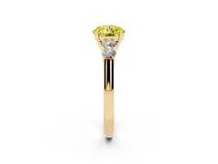 Fancy Yellow Round Cut Diamond Five-Stone Prong Set Band Ring Set in Yellow gold with Polished Band
