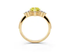 Fancy Yellow Cushion Cut Diamond Cluster Ring Set in Yellow gold with Beaded Band