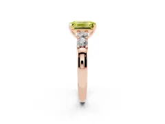 Fancy Yellow Emerald Cut Diamond Five-Stone Prong Set Engagement Ring Set in Rose gold with Channel Band
