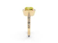 Fancy Yellow Radiant Cut Diamond Halo Engagement Ring Set in Yellow gold with Accent Split Shank Band