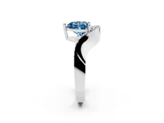 Fancy Blue Heart Cut Diamond Solitaire Engagement Ring Set in White gold with Pavé Shoulders