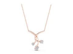 Round Diamond Intertwined Pendant Set in Rose gold with Three Prong-Set Stones