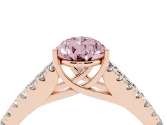 Fancy Pink Pear Cut Diamond Split Shank Pavé Engagement Ring Set in Rose gold with Prong-Held Center Stone