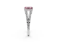 Fancy Pink Emerald Cut Diamond Split Shank Pavé Engagement Ring Set in Silver with Prong-Held Center Stone