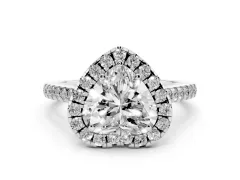 Heart Cut Diamond Pavé Halo Engagement Ring Set in Silver with Pavé Band and Prong Setting