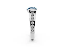 Fancy Blue Heart Cut Diamond Bezel-Set Solitaire Ring Set in White gold with Channel-Set Band