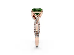 Fancy Green Asscher Cut Diamond Twist Pavé Solitaire Engagement Ring Set in Rose gold with Prong Setting